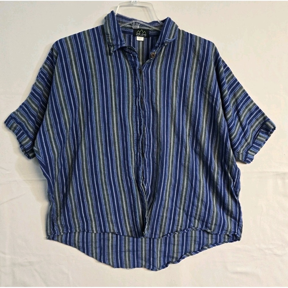 Zig Zag Striped Castaway KurtaM Blue Striped Women's